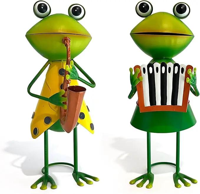 HONGLAND Metal Frog Garden Decor - Metal Frog Outdoor Statue -Funny Garden Frog Decorations - 3D Frog Figurine - Christmas Holiday Housewarming Gifts Lawn Patio Yard Garden Decor (Saxophone) by GreenHaven Gardens