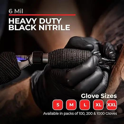 Heavy Duty 6 Mil Black Nitrile Gloves - Disposable, Latex & Powder Free | Mechanic, Food Prep & Tattoo | Rubber Gloves for Cooking, Cleaning & Household |Bulk Case of (1000) by GreenHaven Gardens