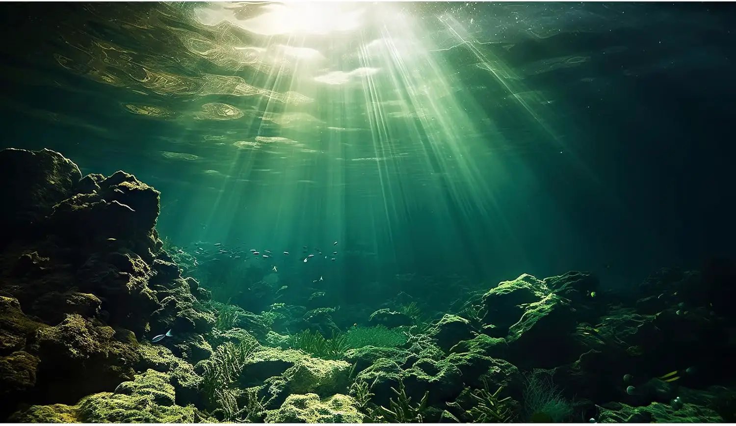 Under The Sea Aquarium Background Underwater Fish Tank Background Ocean Floor Rock Cave Sunray Terrarium Backgrounds Tropical Fish Ocean World Aquarium Reptile Tank Backgrounds 60x24in by GreenHaven Gardens