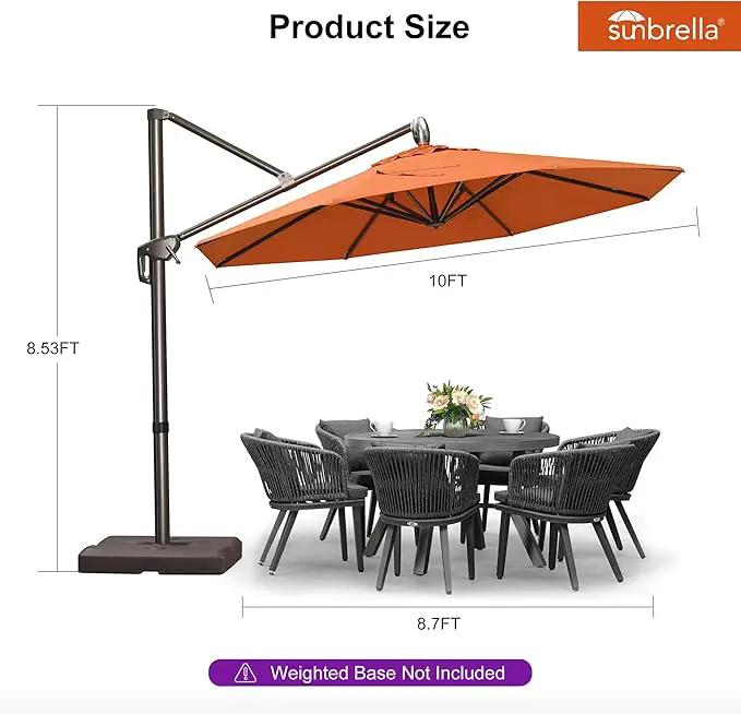 PURPLE LEAF 10FT Cantilever Patio Umbrella with 360-degree Rotation Aluminum Round Outdoor Offset Handing Umbrella for Patio Pool, Burnt Orange by GreenHaven Gardens