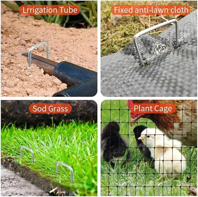 Landscape Staples, 50 Pcs Galvanized Garden Stakes, U-Shaped Tent Stakes, 6 Inch 11 Gauge Plant Cover Stakes, Anti-Rust Ground Sod Pins Yard Stakes for Landscape Weed Barrier Irrigation Tubing by GreenHaven Gardens