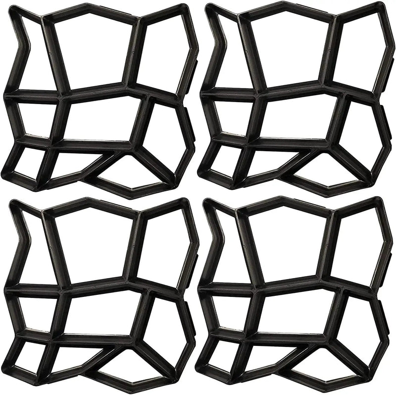 Walk Path Maker, Pathmate Stone Mold Paving Pavement Concrete Molds Stepping Stone Paver Walk Way Cement Molds for Patio, Lawn & Garden(4 Packs 13 x 13 x 1.4 inch) by GreenHaven Gardens