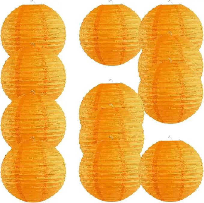 Chinese Style Paper Lanterns, Set of 12, Suitable for Party Decoration (Orange, 12in) by GreenHaven Gardens