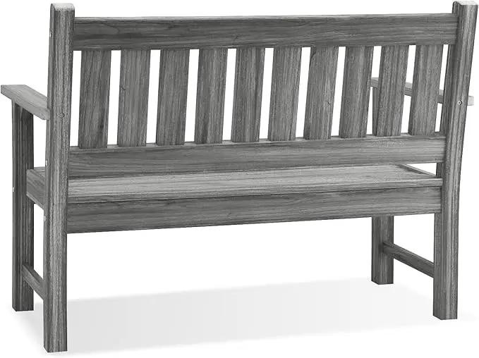 Outdoor Bench, 2-Person Garden Bench, Poly Lumber Patio Bench for Outdoors, Porch, and Park (Light Grey) by GreenHaven Gardens