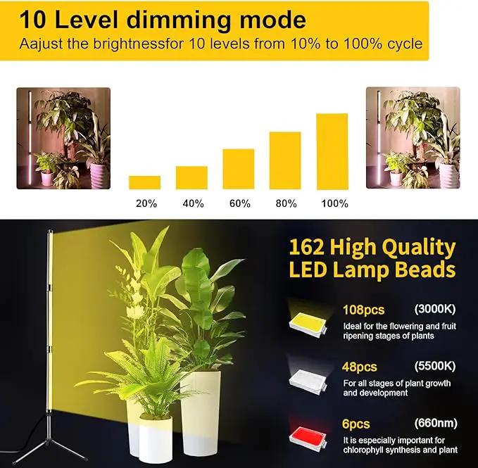 Grow Lights for Indoor Plants, Height Adjustable with On/Off Switch and Timer, Vertical Plants Grow Light for Indoor Plant Growth and Flowering by GreenHaven Gardens