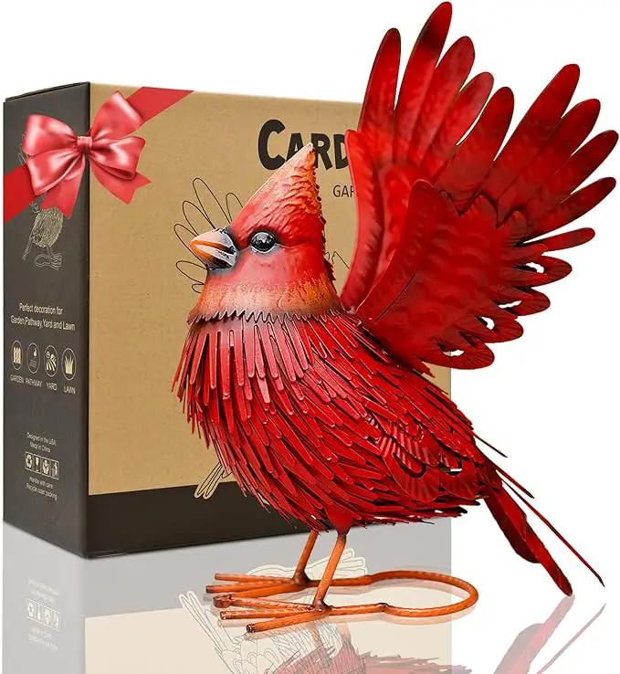 Nacome Cardinal Garden Decor Metal Yard: Art Outdoor Sculptures & Statues Large Red Bird Ornaments for Patio Balcony Front Backyard - Gifts for Grandma Mom by GreenHaven Gardens