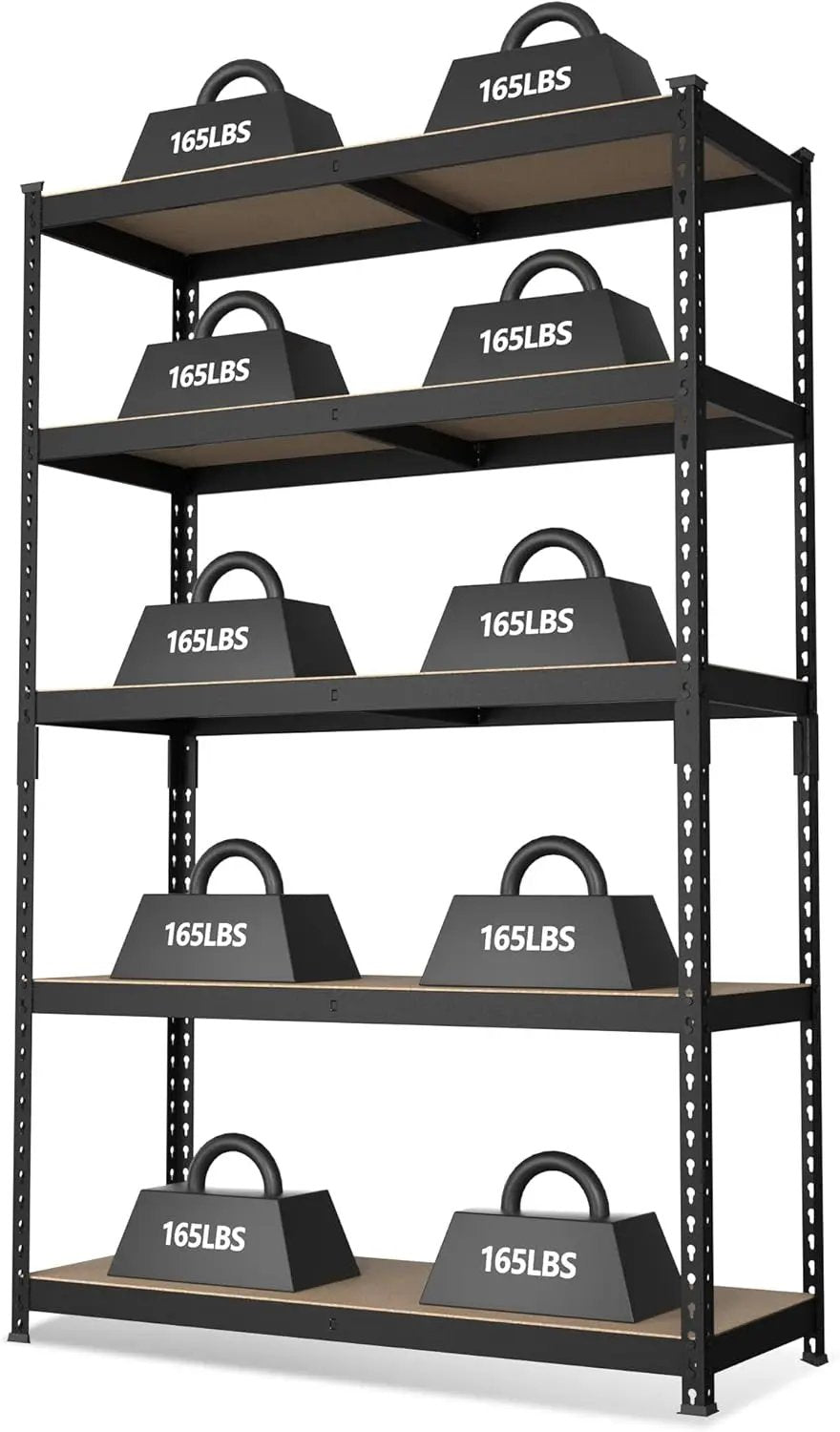 WORKPRO 5-Tier Steel Shelving Unit-Black, 35-3/10”W x 17-1/2”D x 72”H, Adjustable Storage Rack, Heavy Duty Shelf with MDF Board, 1650 lbs Load Capacity (Total) for Garage, Basement, Warehouse, Kitchen by GreenHaven Gardens