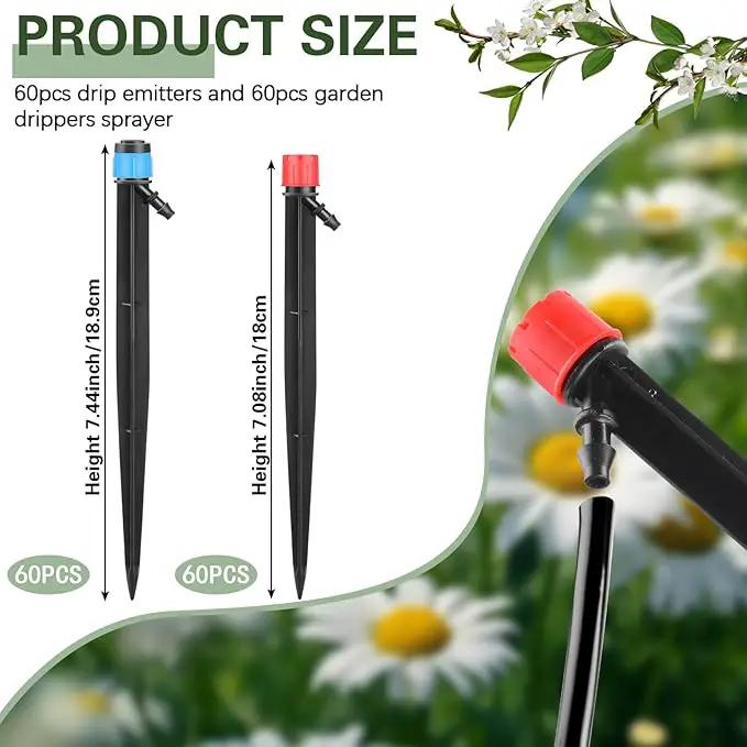 120 Pcs Drip Irrigation Emitters for 1/4'' Drip Irrigation Tubing 60 Irrigation Emitters Sprayer 60 Adjustable 360 Degree Water Flow Drippers for Patio Lawn Garden Watering by GreenHaven Gardens