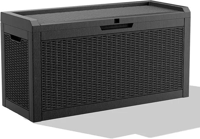 DRATO 60 Gallon Deck Box, Waterproof Resin Large Outdoor Storgae Box for Patio Furniture, Patio Cushions, Gardening Tools, Pool and Sports Supplies, Lockable by GreenHaven Gardens