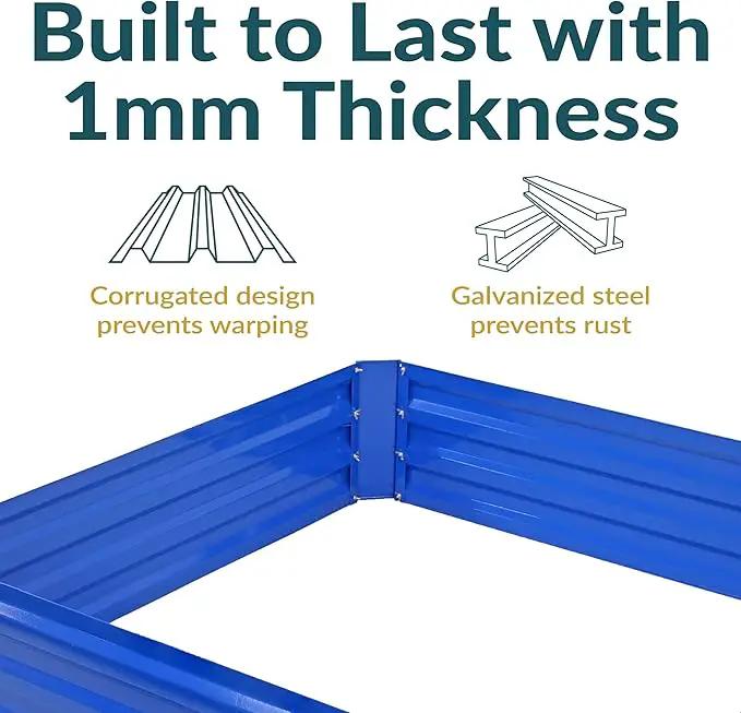 Sunnydaze Galvanized Raised Garden Bed - Metal Raised Bed for Gardening - Outdoor Planter Box for Flowers, Plants, and Vegetables - Blue - 12” H Square by GreenHaven Gardens