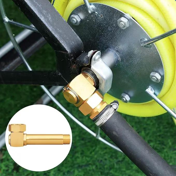 Garden Hose Reel Replacement Fitting,Brass 3/4"GHT Female to 1/2"NPT Male Swivel Elbow adapter (4.72 inches in length 1 piece) by GreenHaven Gardens