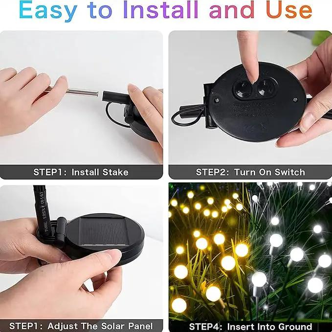 6-Pack Solar Garden Lights, 48 LED Solar Lights Outdoor for Garden Decor, Waterproof Firefly Light Outdoor (Sway by Wind), Swaying Light for Yard Patio Landscape Decorations (Warm White & Cool White) by GreenHaven Gardens