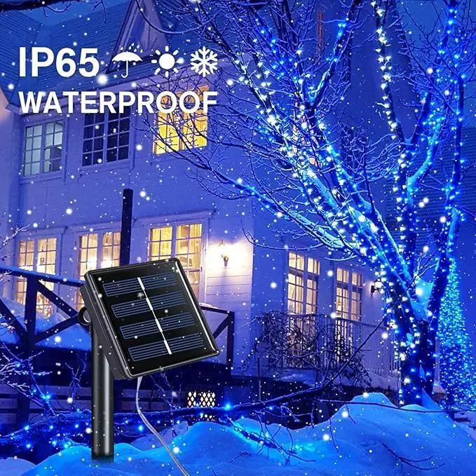 YEGUO 4 Pack Blue Solar Fairy Lights Outdoor Waterproof, Each 100 LED 33ft String Lights, 8 Modes Twinkle Lights by GreenHaven Gardens