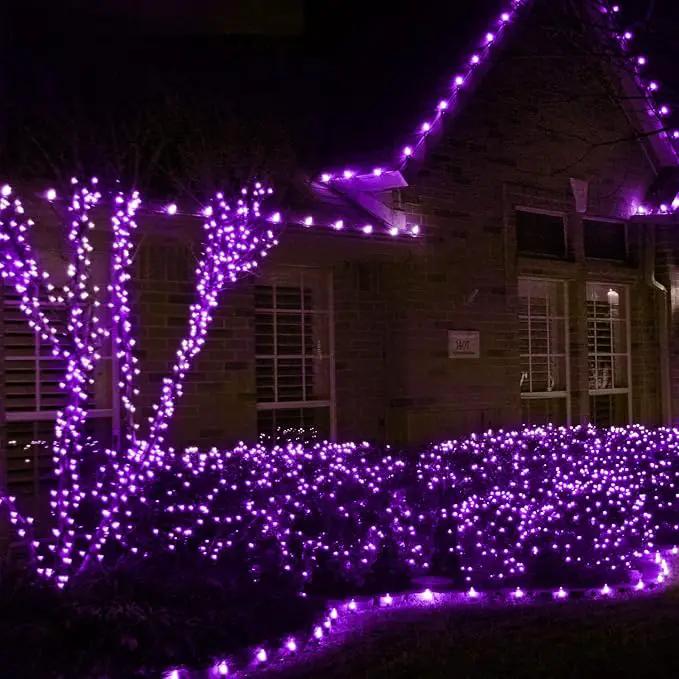 Purple Christmas Net Lights Outdoor - 360 LED Net Lights Waterproof with Remote, 12x5 ft Extendable 8 Modes Christmas Net Lights with Green Wire for Bushes Lawn Garden Shrubs Tree Backyard Decorations by GreenHaven Gardens