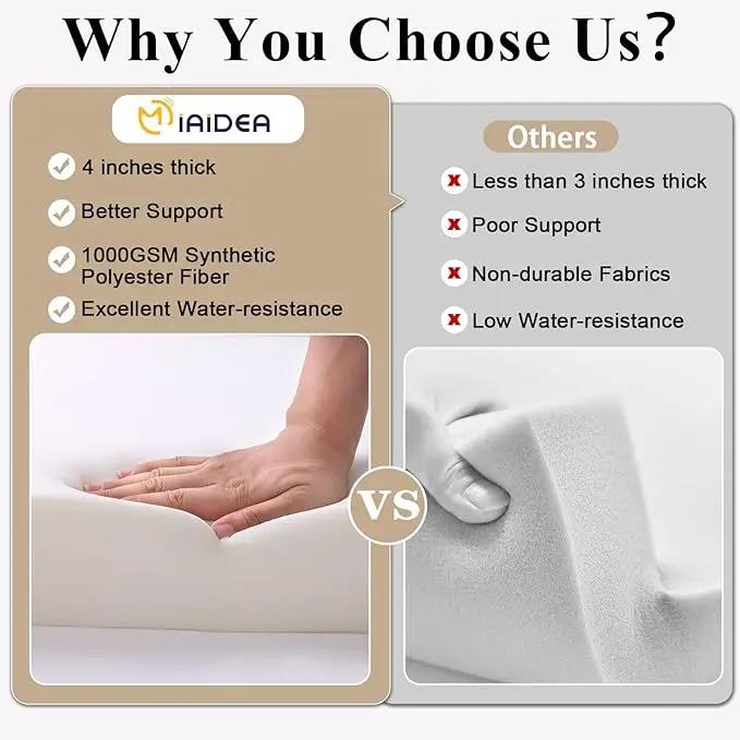 Outdoor Chair Cushions Set of 2 for Patio Furniture 22x22x4 Inch Waterproof Patio Chair Cushion 3 Year Color Fastness Square Elastic Foam Garden Sofa Couch Pads with Ties and Handle,Blue by GreenHaven Gardens