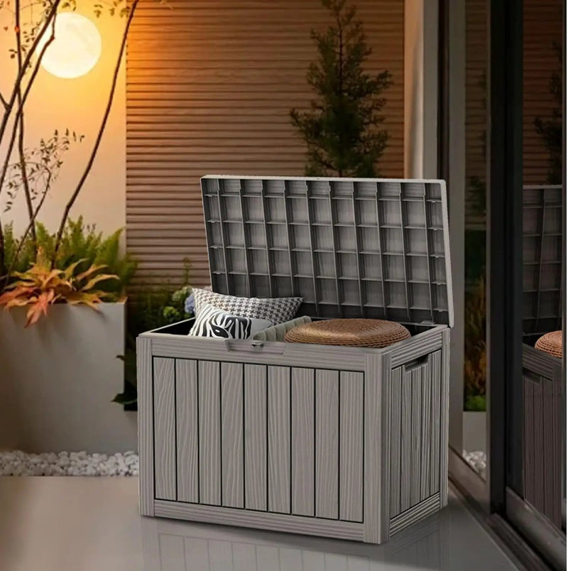 45 Gallon Waterproof Deck Box, Lockable Resin Storage Box for Patio Furniture Cushions Garden Tools and Outdoor Delivery Storage, Coffee by GreenHaven Gardens