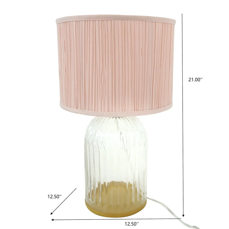 Nordic Home Romantic Solid Wood Table Lamp with LED Nebulis in Gold - Clear and Pink by HouseOfZazla