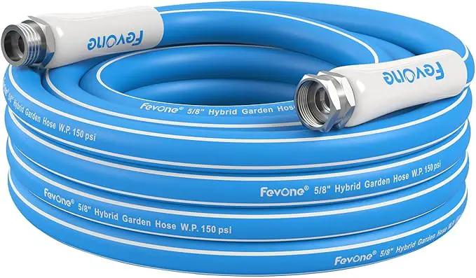 Fevone 25 ft Garden Hose, Heavy Duty Water Hose, Hybrid Polymer, Kink Resistance, Flexible, Durable, Leak Free, Aluminum Fittings, 3/4" GHT, 5/8" ID, 600 Psi, Drinking Water Safe by GreenHaven Gardens