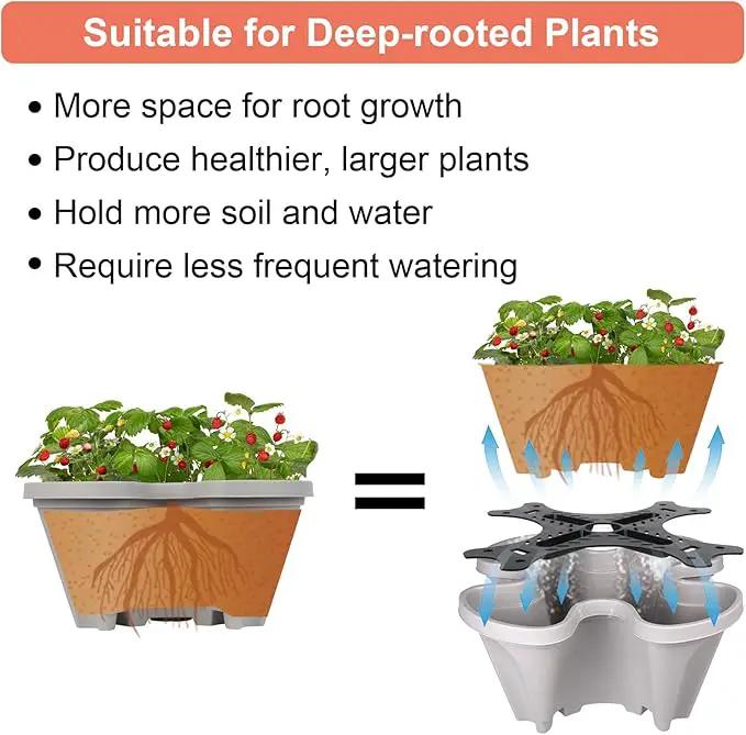 Vertical Planter 6 Tier Stackable Planters Garden Planters Strawberry Herb Flower and Vegetable Planter Indoor Outdoor Gardening Pots with Removable Wheels and Tools by GreenHaven Gardens