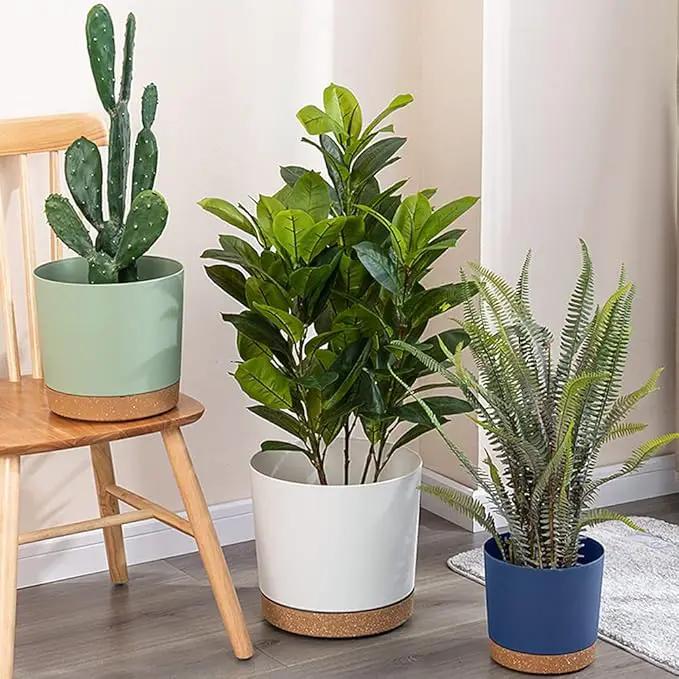ZMTECH Plant Pots, Set of 6 6.5'' Self Watering Plastic Planter with Drainage Hole and Saucer,Modern Decorative Flower Pot for Indoor Outdoor House Plants, Succulents, Flowers - Blue by GreenHaven Gardens