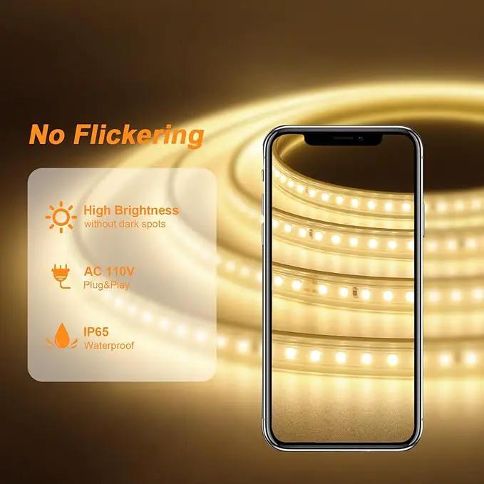 AIMENGTE LED Strip Lights for Room - Outdoor Led Strip Lighting Waterproof, AC 110V, 1200LEDs, 3000k LED Rope Lights for Garden, Patio, Living Room Bedroom Kitchen Home Decoration(32.8ft, Warm White) by GreenHaven Gardens