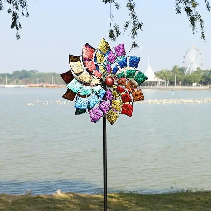Yard Garden Wind Spinners - Large Outdoor Wind Spinners with Metal Stake, Yard Art Lawn Garden Decor (24" W x 84" H) by GreenHaven Gardens