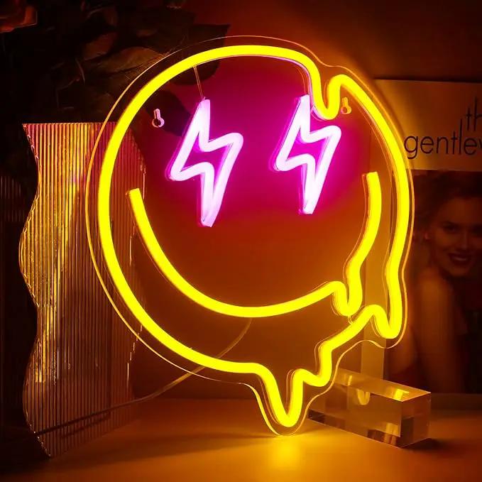 LED Smile Faces Neon Light Signs USB Powered for Wall Bedroom Kids Room Holiday Party Decoration Gifts (Yellow) by GreenHaven Gardens