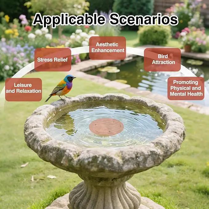 Bird Bath Copper Plate Disk 99.99% Pure Copper Cleaning Disk Stable Triple-Point Support Outdoor Bird Bowl, Pure Copper Bird Bath Purification Tray, Suitable for All Seasons by GreenHaven Gardens