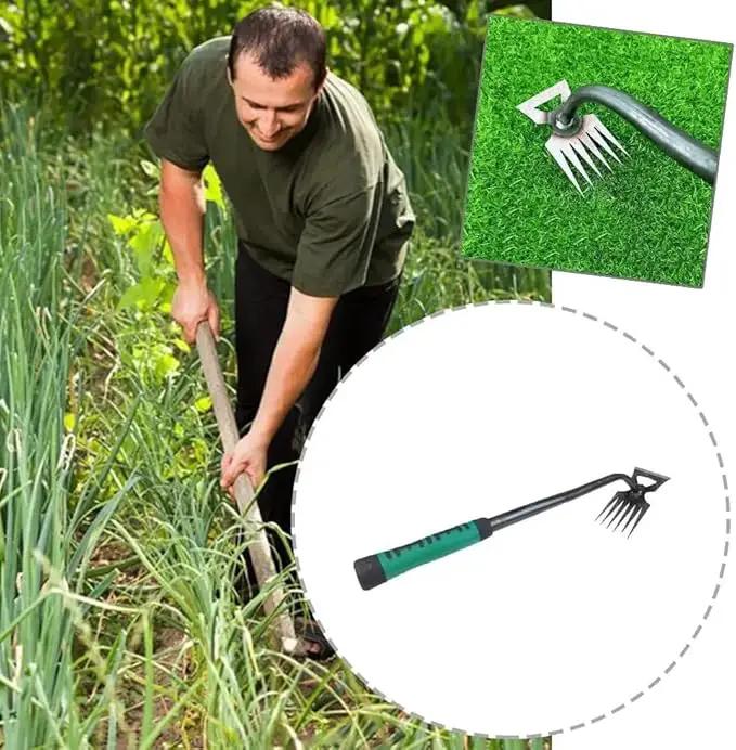 2Pcs Weed Puller Tool, Weeding Artifact Uprooting Steel Hand Weeder Tool for Garden Yard Farm - Durable Manganese, Manual Multifunctional Weeding Artifact Kit - 6 Teeth, Dual Purpose Puller by GreenHaven Gardens