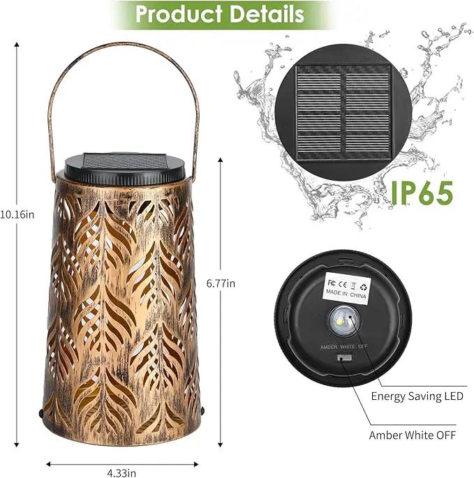 2 Pack Palm Leaves Solar Lantern, Solar Lights Outdoor Waterproof, Outside Hanging Lanterns Garden Lights for Yard Porch Decorative, Thanksgiving Birthday Mothers Day Gifts for Women Men Mom by GreenHaven Gardens