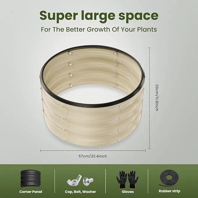 ZXZYHFTY Round Galvanized Raised Garden Bed kit,White Outdoor Garden Raised Planter Box, Round Large Metal Raised Garden Beds for Vegetable 2 * 2 * 1ft 3 Pcs by GreenHaven Gardens