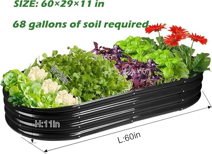 Raised Garden Bed Galvanized Planter Box Outdoor, Rot-Resistant Metal Garden Bed Planter for Vegetables Flower Herb (5- Black) by GreenHaven Gardens