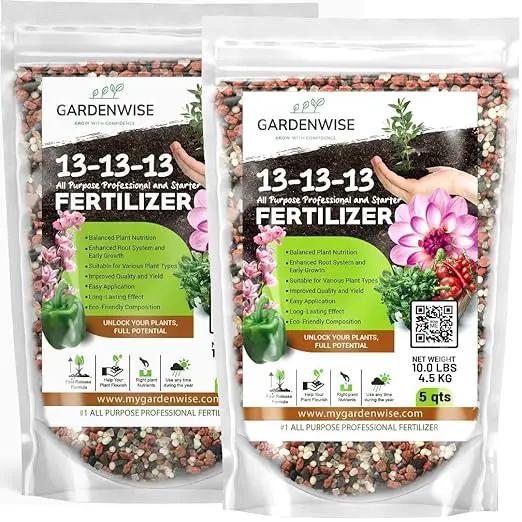 13-13-13 Slow Release Granular Fertilizer – All Purpose Plant Food 13 13 13 for Outdoor Grass, Vegetables, Roses, Flowers, Shrubs, Trees. Lawns, Gardens, Potted Plants (20 quarts) by GreenHaven Gardens