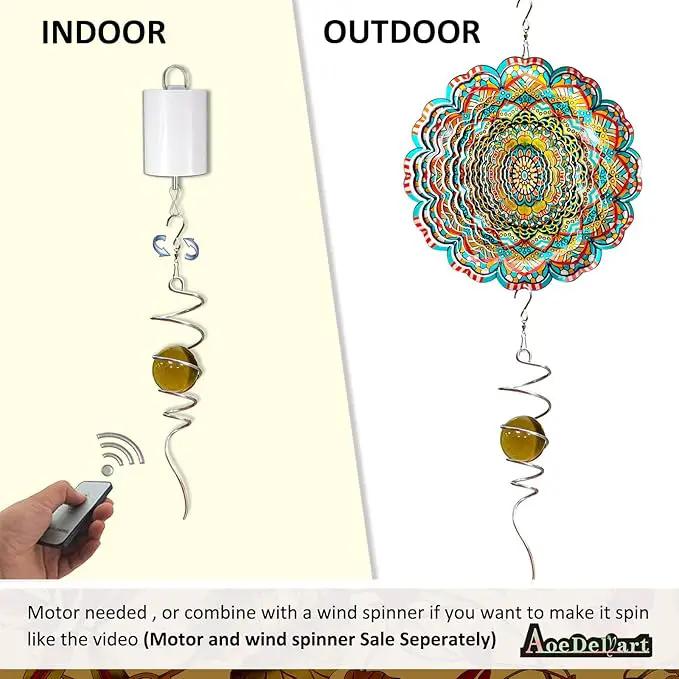 Gazing Ball Spiral Decorative Wind Spinner Tail Wind Spinner Sun Catcher 11inch Tail and 2 inch Glass Orb. Wind Spinner Stabilizer Indoor Outdoor Garden Decoration -13 inch Height(Gold) by GreenHaven Gardens