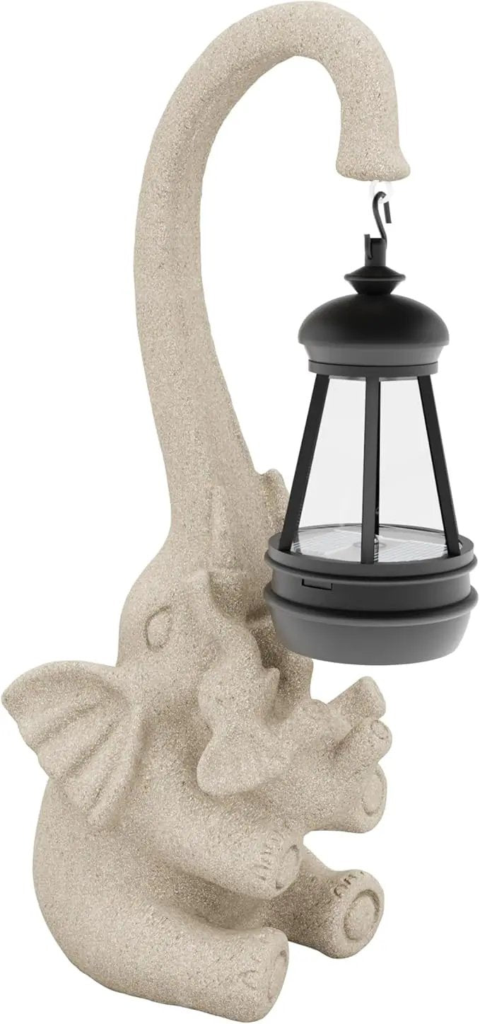 Solar Powered Outdoor Figurine Lights, 10 Inch Waterproof Animal Elephant Statue Light, Suitable for Decorations for Patio, Balcony, Lawn, Courtyard, Etc.(Chest) by GreenHaven Gardens