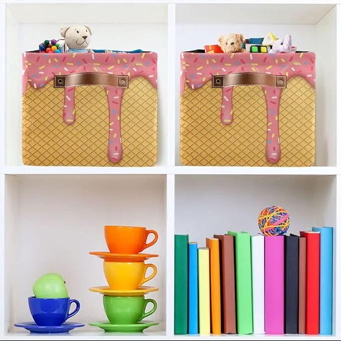 Ice Cream Rectangular Storage Basket Organizer Bin Shelf Baskets For Clothes Gifts For Home Office Dorm by GreenHaven Gardens