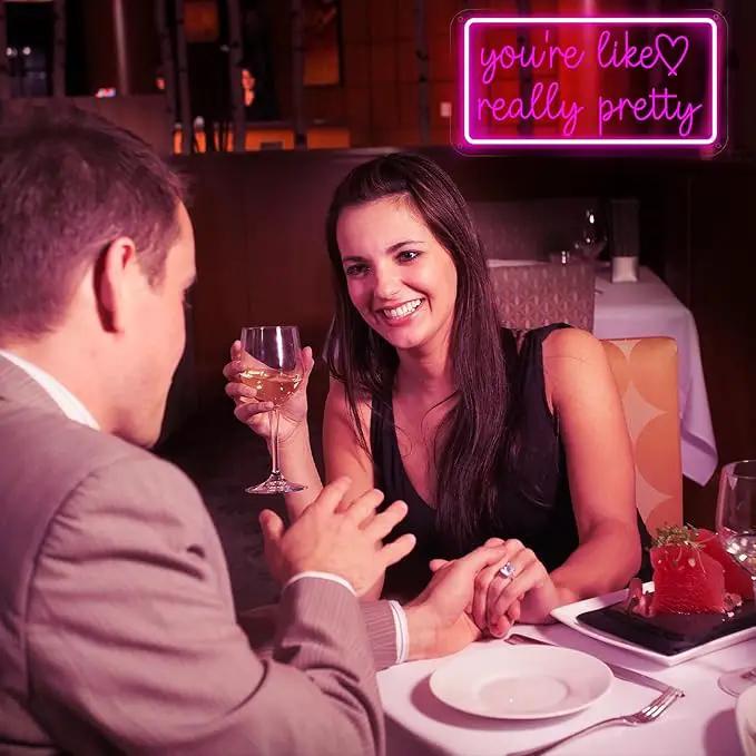You're Like Really Pretty Neon Sign for Wall Decor, Dimmable LED Neon Lights for Bedroom, USB Powered Light Up Signs for Home Birthday Party Wedding Beauty Salon Decoration Pink LED Neon Signs by GreenHaven Gardens