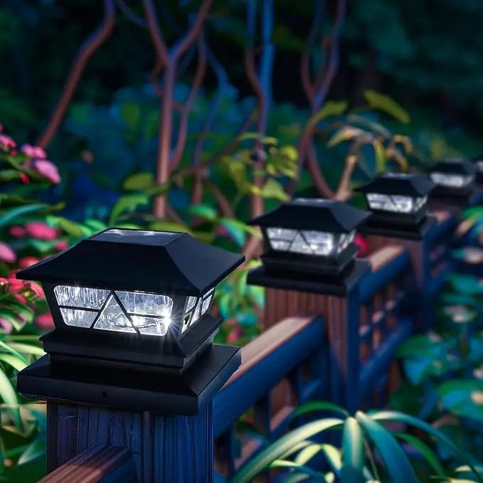 TW SHINE 8 Pack Solar Outdoor Fence Post Lights, 2 Modes Post Cap Lights Waterproof Warm White/Cool White for Yard, Garden, Porch, Patio Decor, for 4x4 5x5 6x6 Wood Posts by GreenHaven Gardens