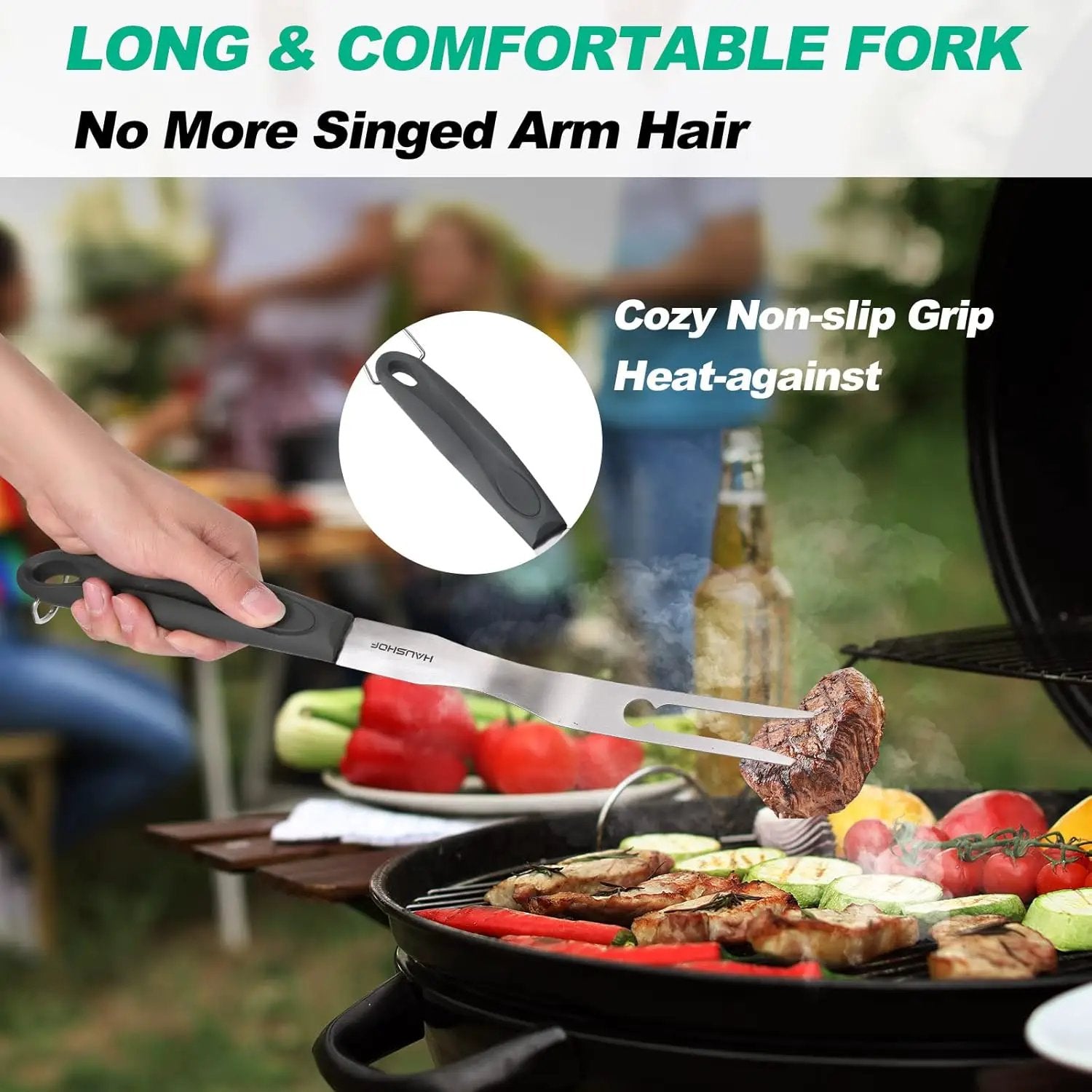 HAUSHOF Large Grill Accessories Heavy Duty BBQ Set Gifts for Men/Women - Premium Stainless Steel Spatula, Fork & Tongs, Barbecue Utensils Tool Kit Gift for Grilling Lover Outdoor by GreenHaven Gardens