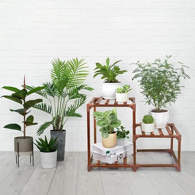 XXXFLOWER Plant Stand Indoor Outdoor 3 Tiers Wood Plant Shelf for Multiple Plants ，Large Plant Rack for Window Garden Balcony Patio Porch Living Room by GreenHaven Gardens