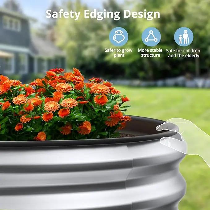 Raised Garden Bed Kit, 6x3x1 ft Galvanized Planter Box Outdoor with Safety Edging, Large Metal Raised Beds for Gardening Vegetables Flower Herb (Silver) by GreenHaven Gardens