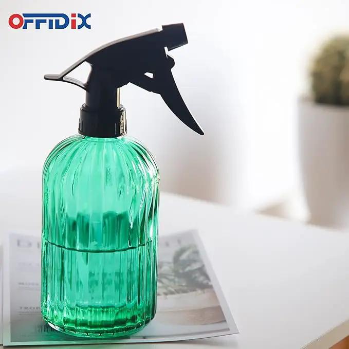 OFFIDIX Glass Spray Bottle, Fine Mist Plant Mister Handheld Pressure Spray Bottles,0.4L/13.5oz Watering Can with Adjustable Nozzle for Outdoor Indoor Gardening and Cleaning Work (Green) by GreenHaven Gardens