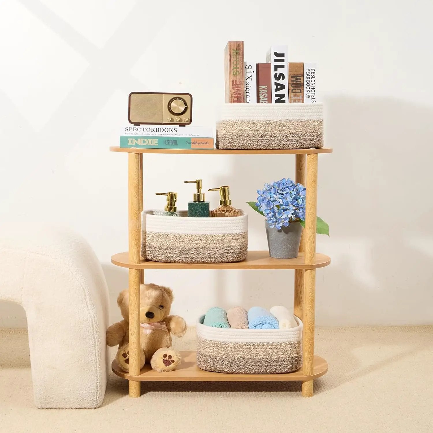 Small Storage Baskets for Organizing | Closet Organizer Bins | Shelf Toy Basket | Woven Rope Baskets | Cube Decorative Box | Shallow Basket |11.5x7.5x4.7”| 4 Packs Gradient Brown by GreenHaven Gardens