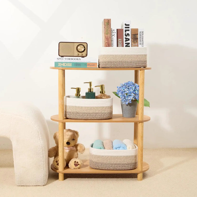 Small Storage Baskets for Organizing | Closet Organizer Bins | Shelf Toy Basket | Woven Rope Baskets | Cube Decorative Box | Shallow Basket |11.5x7.5x4.7”| 4 Packs Gradient Brown by GreenHaven Gardens