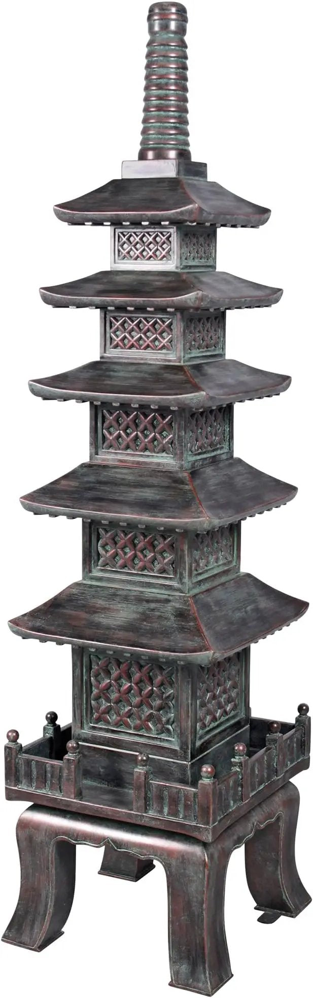 Design Toscano Nara Temple Pagoda Asian Decor Garden Statue, Grande 71 Inch Tall, Fiberglass Cast Stone Resin, Verdigris Green Bronze Finish by GreenHaven Gardens