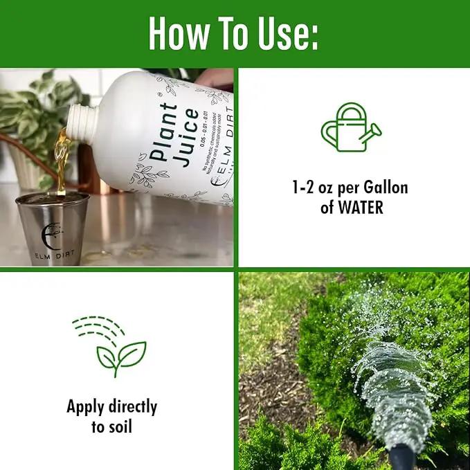Elm Dirt Plant Juice Organic Fertilizer for All Plants - Indoor or Outdoor (1 Bottle) by GreenHaven Gardens