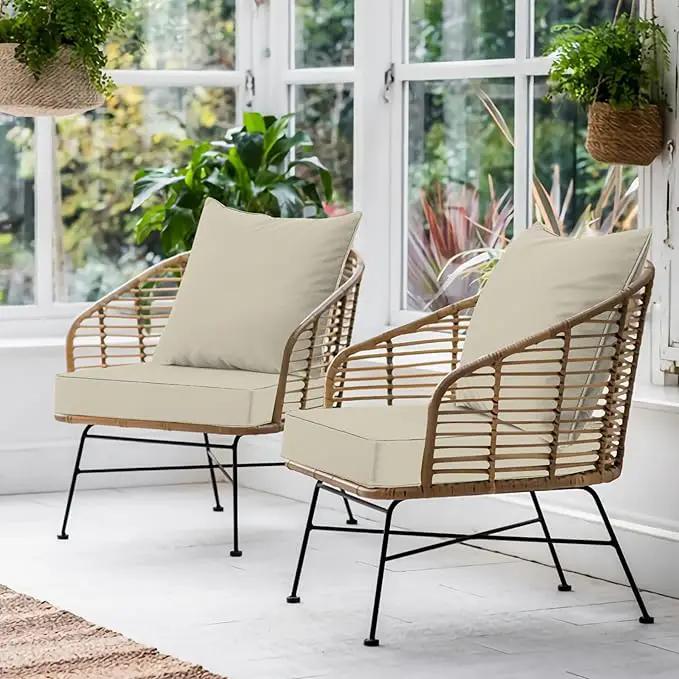 Favoyard Outdoor Seat Cushion Set 19 x 19 Inch Waterproof & Fade Resistant Patio Furniture Cushions with Removable Cover Deep Seat & Back Cushion with Handle and Adjustable Straps for Chair Sofa Couch by GreenHaven Gardens