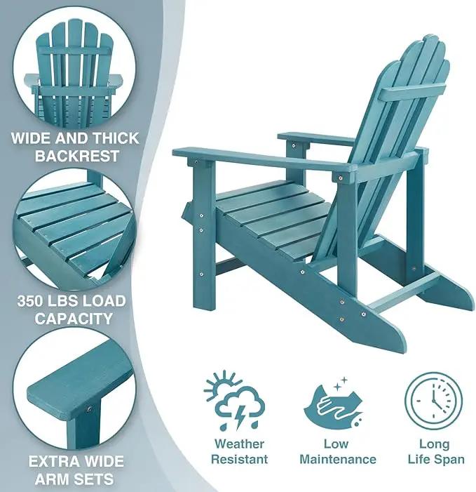Psilvam Classic Adirondack Chair, Standard-Sized Poly Lumber Fire Pit Chair, 350Lbs Support Weather Resistant Patio Chairs for Garden, Party, Beach(Blue) by GreenHaven Gardens