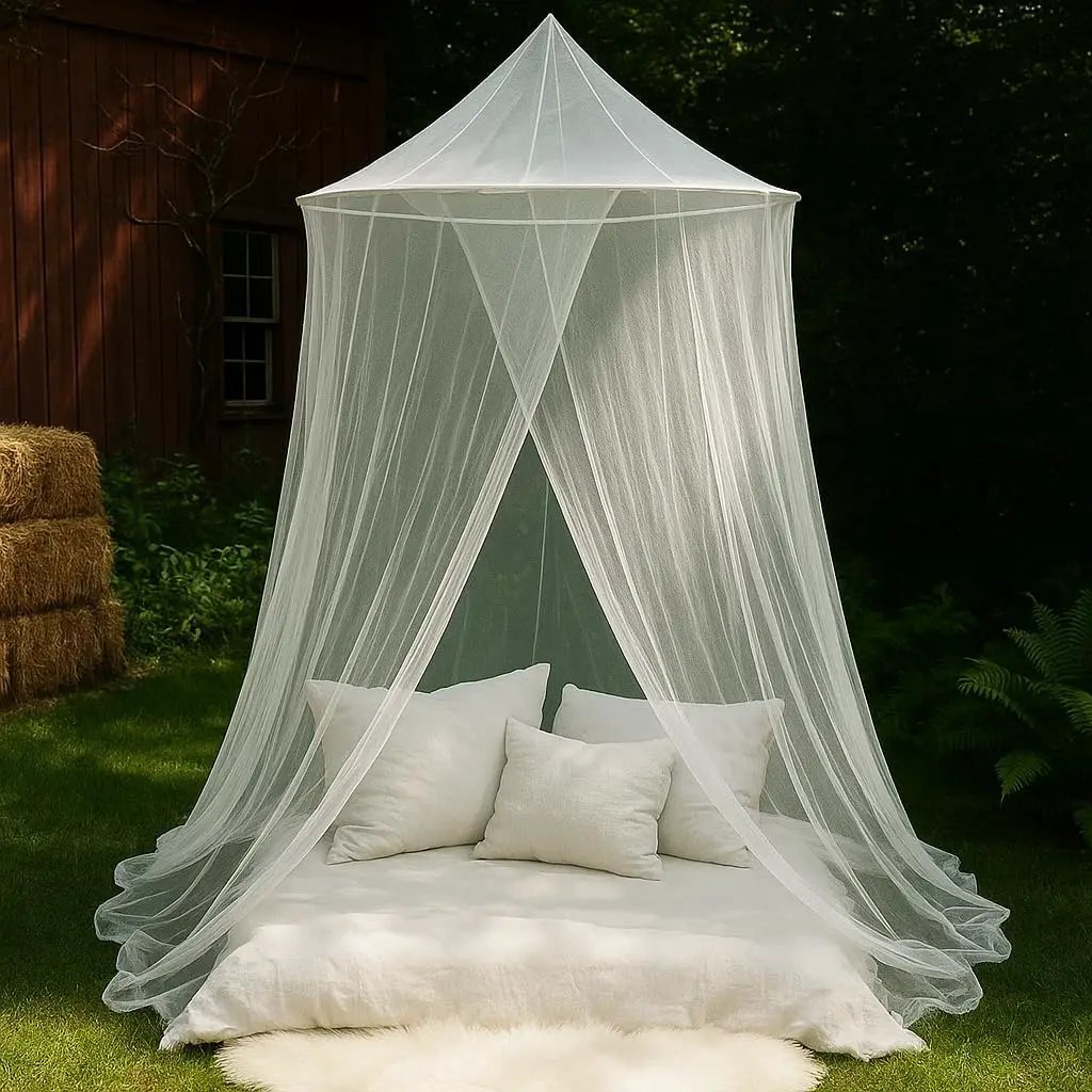 Large Mosquito Net for Bed or Outdoor Patio | 5FT Diameter Top Ring | Conical Shape Bed Canopy with Wide Base | Insect Netting for Bedroom, Garden, Gazebo, Balcony & Terrace | Outside Bug Protection by GreenHaven Gardens