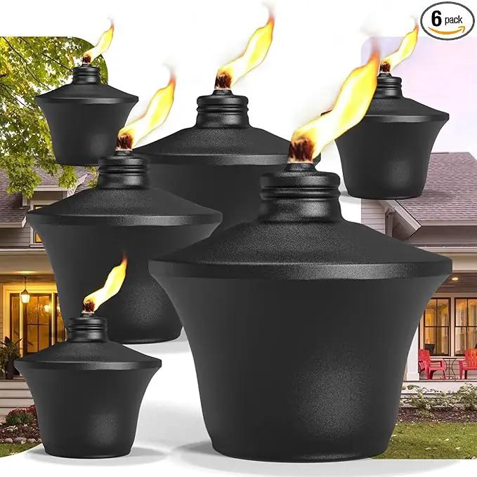 6-Pack Citronella Tabletop Torches, 14.5 oz Table Top Torches for Outdoor, Metal Oil Burner Candles, Garden Torches with Fiberglass Wick for Yard, Patio, Deck, Garden, Party, Landscape by GreenHaven Gardens
